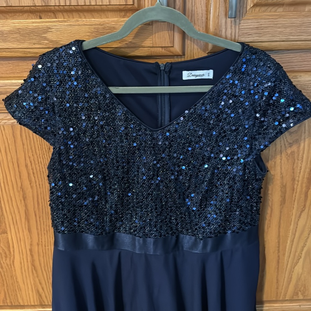 Navy blue sequin bodice 2XL dress - Picture 3 of 5